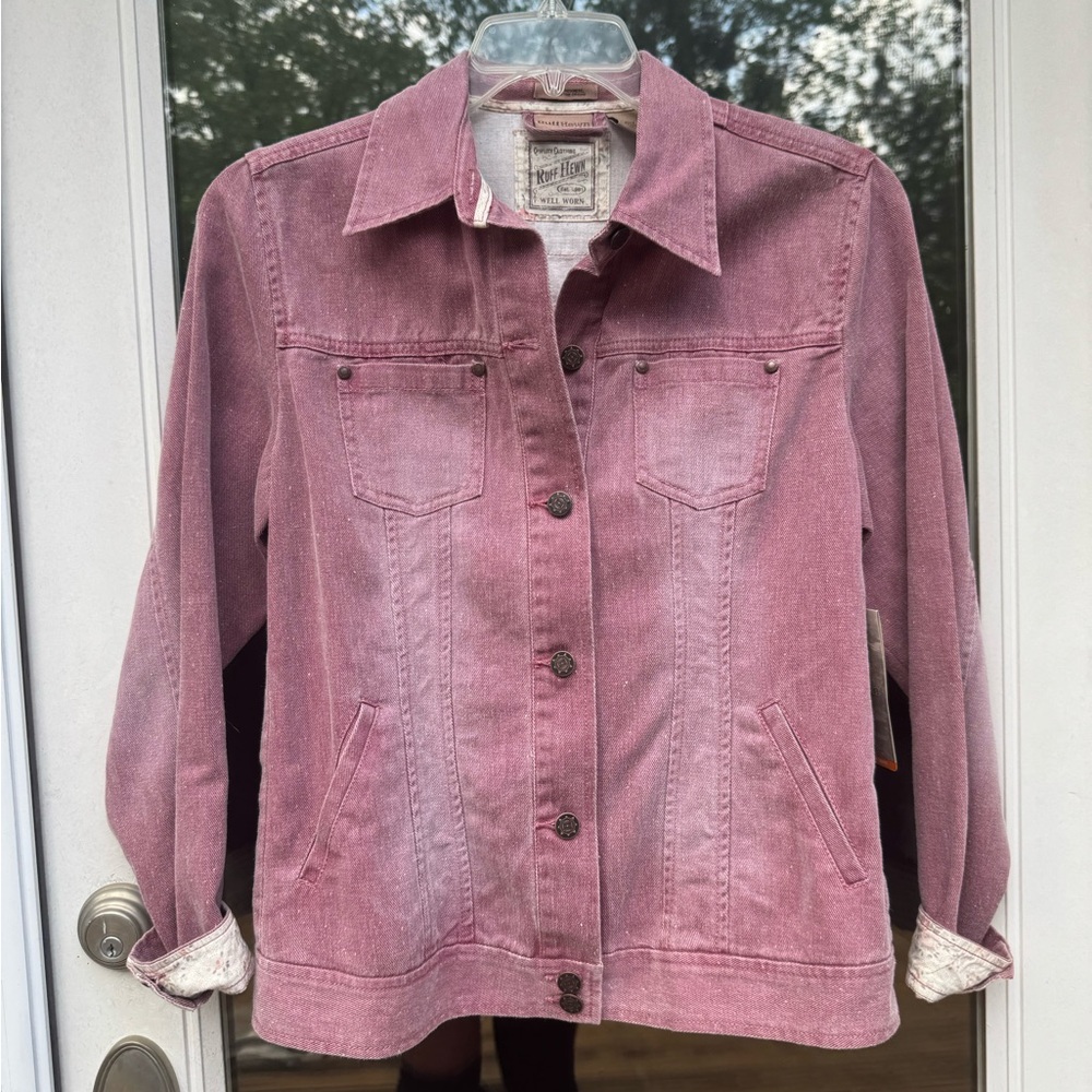 Ruff Hewn Pink/Purple Jean Jacket Classic Denim Style